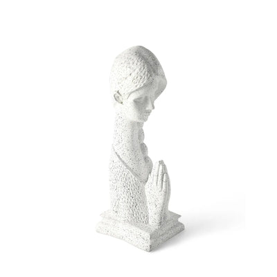 ExclusiveLane 'The White Praying Lady' Resin Decorative Showpiece Figurine (Handcrafted, 35.9 Cm)