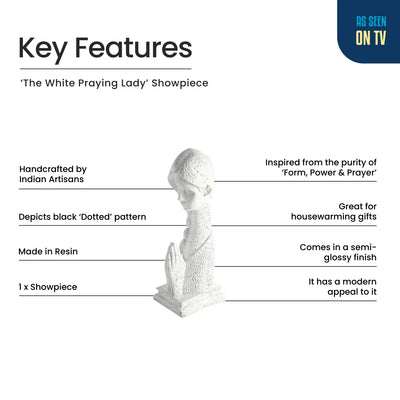 ExclusiveLane 'The White Praying Lady' Resin Decorative Showpiece Figurine (Handcrafted, 35.9 Cm)