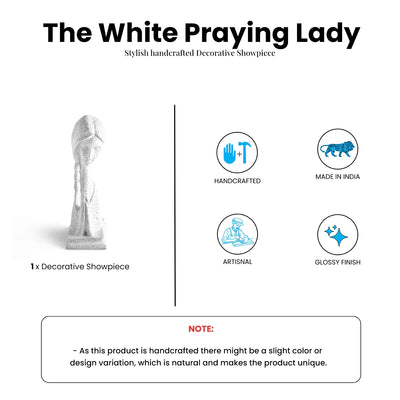 ExclusiveLane 'The White Praying Lady' Resin Decorative Showpiece Figurine (Handcrafted, 35.9 Cm)
