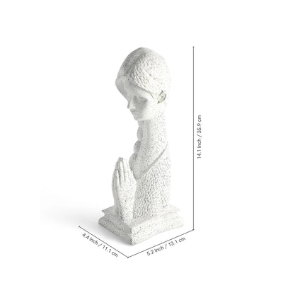 ExclusiveLane 'The White Praying Lady' Resin Decorative Showpiece Figurine (Handcrafted, 35.9 Cm)