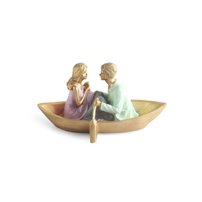 ExclusiveLane 'Boat Couple' Resin Decorative Showpiece Figurine (Hand-Painted, 11.8 Cm)
