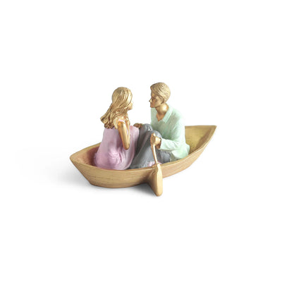ExclusiveLane 'Boat Couple' Resin Decorative Showpiece Figurine (Hand-Painted, 11.8 Cm)