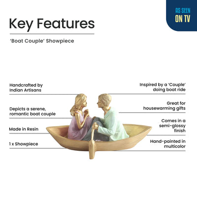 ExclusiveLane 'Boat Couple' Resin Decorative Showpiece Figurine (Hand-Painted, 11.8 Cm)