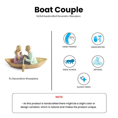 ExclusiveLane 'Boat Couple' Resin Decorative Showpiece Figurine (Hand-Painted, 11.8 Cm)