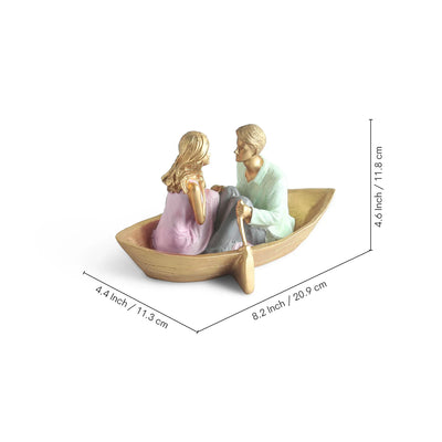 ExclusiveLane 'Boat Couple' Resin Decorative Showpiece Figurine (Hand-Painted, 11.8 Cm)