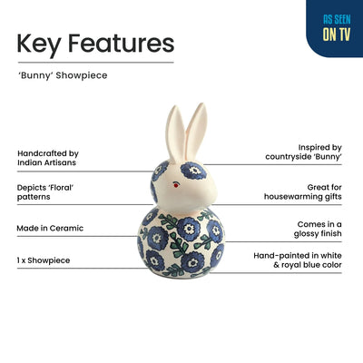 ExclusiveLane 'Bunny' Ceramic Decorative Showpiece  Figurine (Hand-Painted, 23.8 Cm)