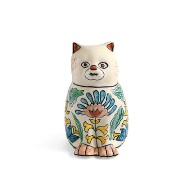 ExclusiveLane 'Garden Cat' Ceramic Decorative Showpiece Figurine (Hand-Painted, 21.2 Cm)