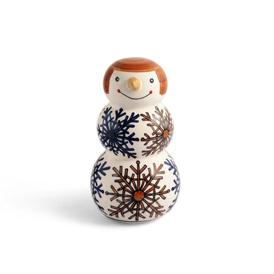 ExclusiveLane 'Happy Snowman' Ceramic Decorative Showpiece Figurine (Hand-Painted, 24.1 Cm)