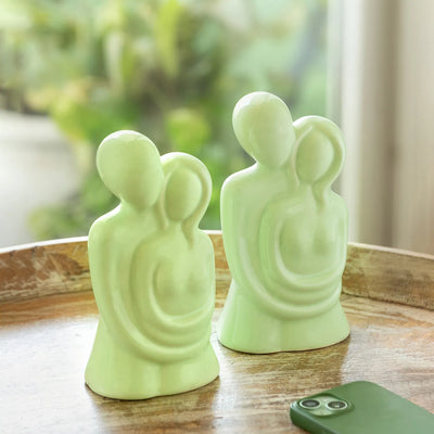 ExclusiveLane 'Timeless Togetherness' Ceramic Decorative Showpiece Figurine (Set Of 2, Hand-Glazed, 19.2 Cm)
