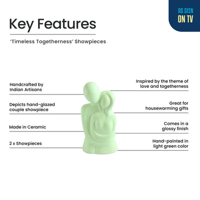ExclusiveLane 'Timeless Togetherness' Ceramic Decorative Showpiece Figurine (Set Of 2, Hand-Glazed, 19.2 Cm)