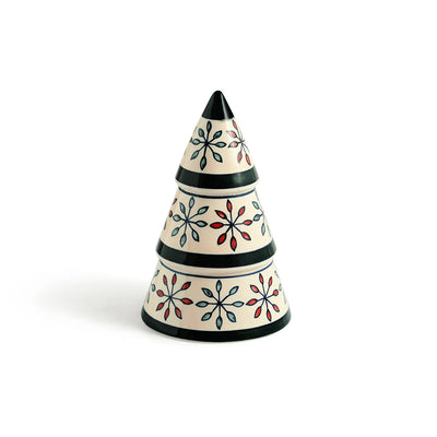 ExclusiveLane 'Starry Christmas Tree' Ceramic Decorative Showpiece Sculpture (Hand-Painted, 22.2 Cm)
