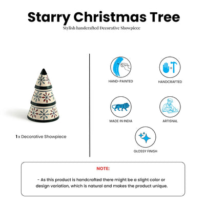 ExclusiveLane 'Starry Christmas Tree' Ceramic Decorative Showpiece Sculpture (Hand-Painted, 22.2 Cm)