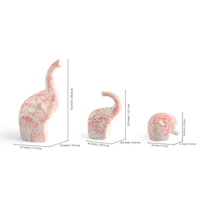 ExclusiveLane 'Elephant Trio' Ceramic Decorative Showpiece Figurine (Set Of 3, Handcrafted, 24.3 Cm)