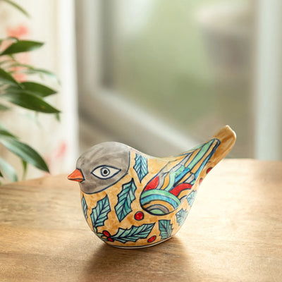 ExclusiveLane 'Chirpy Charm' Ceramic Decorative Showpiece Figurine (Hand-Painted, 11.1 Cm)