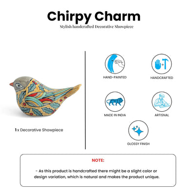 ExclusiveLane 'Chirpy Charm' Ceramic Decorative Showpiece Figurine (Hand-Painted, 11.1 Cm)