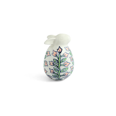 ExclusiveLane 'Leafy Bunnies' Ceramic Decorative Showpiece Figurine (Set Of 2, Hand-Painted, 12.7 Cm)