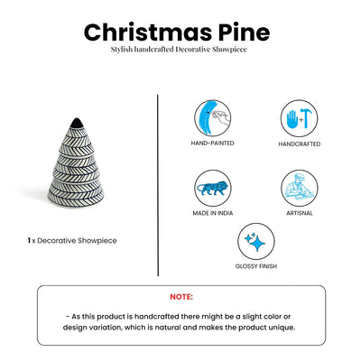 ExclusiveLane 'Christmas Pine' Ceramic Decorative Showpiece (Hand-Painted, 18.1 Cm)