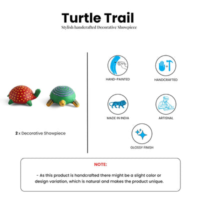 ExclusiveLane 'Turtle Trail' Terracotta Decorative Showpiece Figurine (Set Of 2, Hand-Painted, 5.9 Cm)