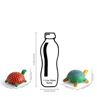 ExclusiveLane 'Turtle Trail' Terracotta Decorative Showpiece Figurine (Set Of 2, Hand-Painted, 5.9 Cm)