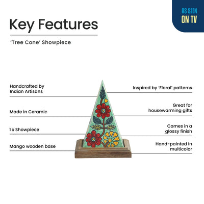 ExclusiveLane 'Tree Cone' Ceramic Decorative Showpiece Figurine (Hand-Painted, 22.1 Cm)