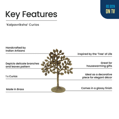 ExclusiveLane 'Kalpavriksha' Brass Decorative Showpiece (Hand-Etched, 19.2 Cm)