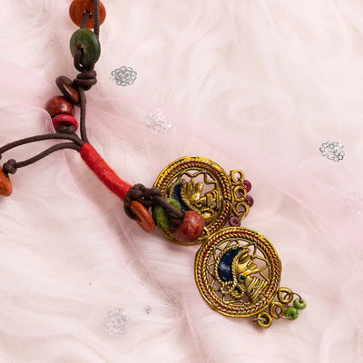 'Tribal Women' Bohemian Beaded Brass Necklace (Dhokra Art, Handcrafted)