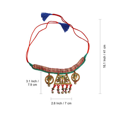 'Tribal Community' Bohemian Beaded Silk & Brass Necklace (Dhokra Art, Handcrafted)