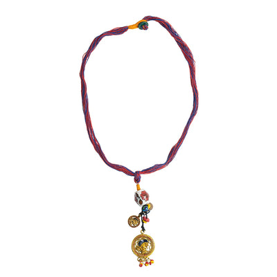 'Tribal Women' Bohemian Beaded Brass Necklace (Dhokra Art, Handcrafted)