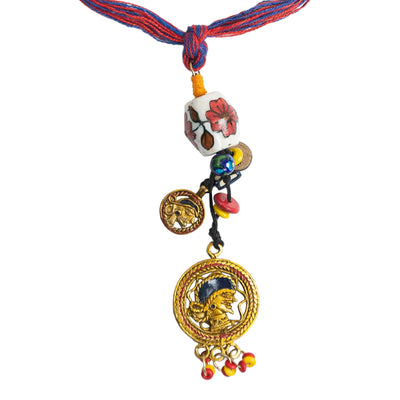 'Tribal Women' Bohemian Beaded Brass Necklace (Dhokra Art, Handcrafted)