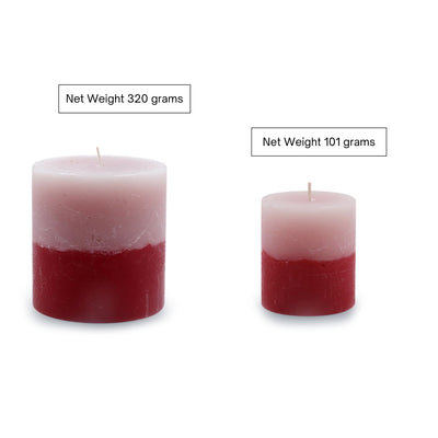 Rose Reminiscence' Handmade Scented Pillar Candles (Set of 2 | 300 grams & 121 grams)