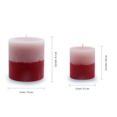 Rose Reminiscence' Handmade Scented Pillar Candles (Set of 2 | 2 and 3 Inches)