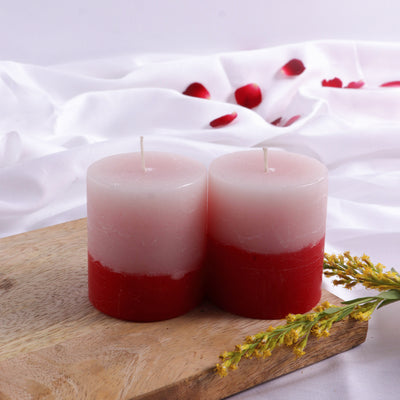 Rose Reminiscence' Handmade Scented Pillar Candles (Set of 2 | 2 Inches)