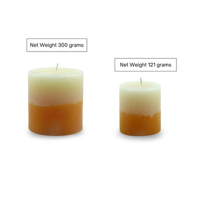 Neroli Nostalgia' Handmade Scented Pillar Candles (Set of 2 | 300 grams & 121 grams)