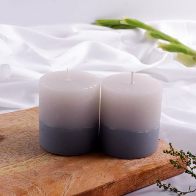 White Musk Wonder' Handmade Scented Pillar Candles (Set of 2 | 2 Inches)