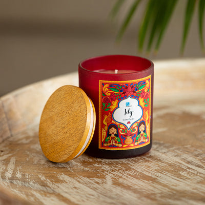 Lily' Handmade Wax Jar Scented Candle (40 Hours Burn Time, Soy Blend, 200 Grams, Reusable Jar)