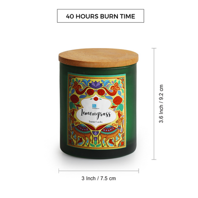 Lemongrass' Handmade Wax Jar Scented Candle (40 Hours Burn Time, Soy Blend, 200 Grams, Reusable Jar)