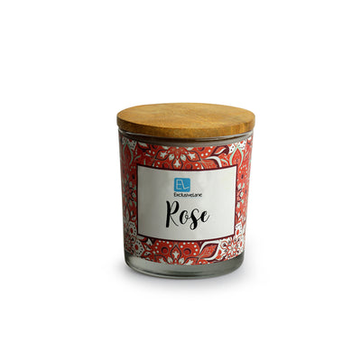 Rose' Handmade Wax Jar Scented Candle (28 Hours Burn Time, Soy Blend, 150 Grams, Reusable Jar)