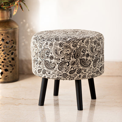 Paisley Heritage' Handcrafted Ottoman In Mango Wood (15.0 Inches)