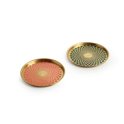 'Mughal Arc' Hand-Enamelled Brass Coasters (Set Of 2)
