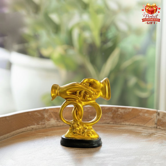 'Eternal Bond' Couple Ring Resin Decorative Showpiece (Hand-Crafted, 8.9 Cm)