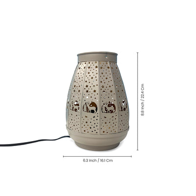'Frostlight Christmas Lantern' Iron Decorative Table Lamp (22.4 Cm, Without Bulb, Hand-Etched)
