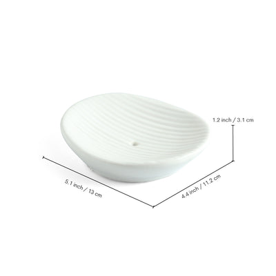 ExclusiveLane 'Classic Calm' Ceramic Bathroom Accessory Set of 3 (Liquid Soap Dispenser, Toothbrush Holder, Soap Tray, Hand-Embossed)