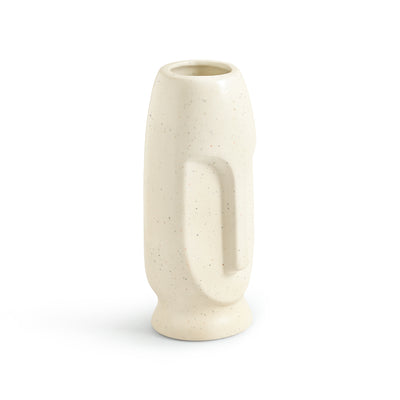 ExclusiveLane 'Calm Face' Decorative Ceramic Vase (23.3 Cm, Handglazed Studio Pottery)