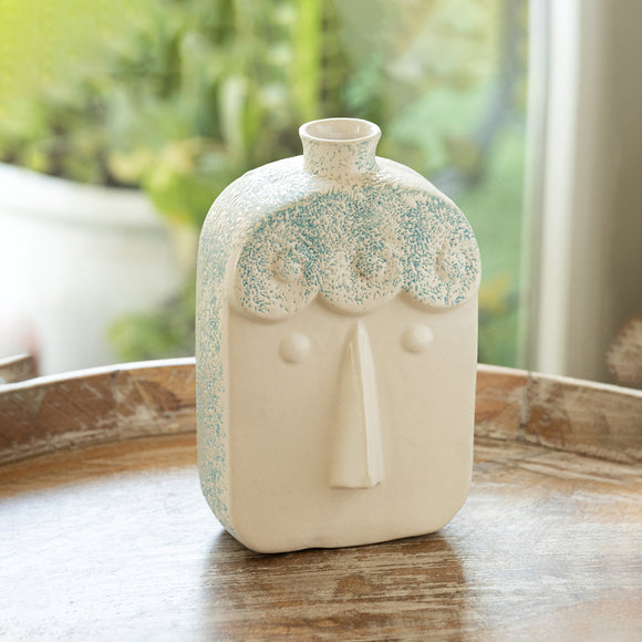 ExclusiveLane 'Square Face' Decorative Ceramic Vase (22.4 Cm, Handglazed Studio Pottery)