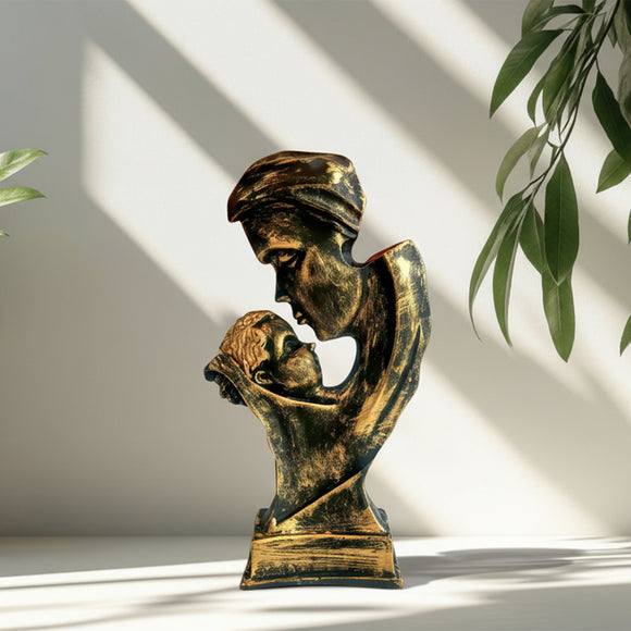 'Mother's Embrace' Resin Sculpture Showpiece (Hand-Crafted, 26.8 Cm)