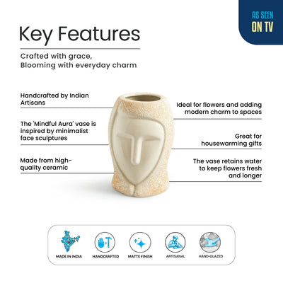 ExclusiveLane 'Mindful Aura' Decorative Ceramic Vase (17.3 Cm, Handglazed Studio Pottery)
