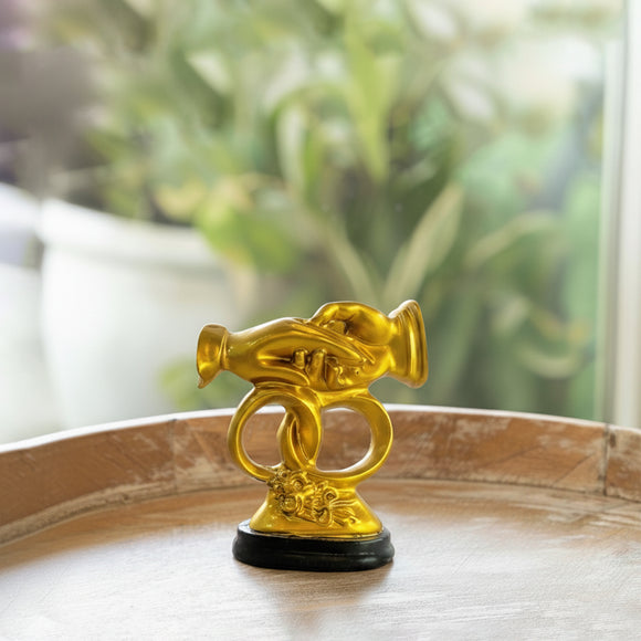 'Eternal Bond' Couple Ring Resin Decorative Showpiece (Hand-Crafted, 8.9 Cm)