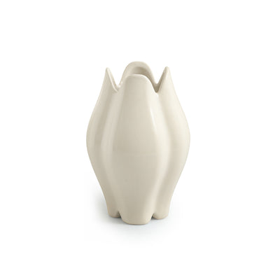ExclusiveLane 'Petal Bloom' Decorative Ceramic Vases (Set of 2, 19.3 Cm, Handglazed Studio Pottery)