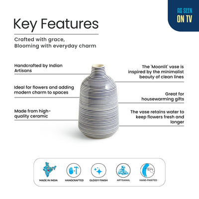 ExclusiveLane 'Moonlit' Decorative Ceramic Vase (18.1 Cm, Hand-Painted)