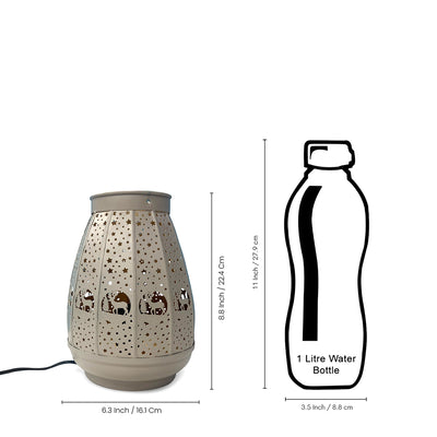 'Frostlight Christmas Lantern' Iron Decorative Table Lamp (22.4 Cm, Without Bulb, Hand-Etched)